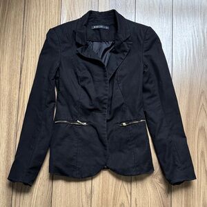 Mohito Black Women's Tailored Blazer with Gold Zippers size 34 / XS